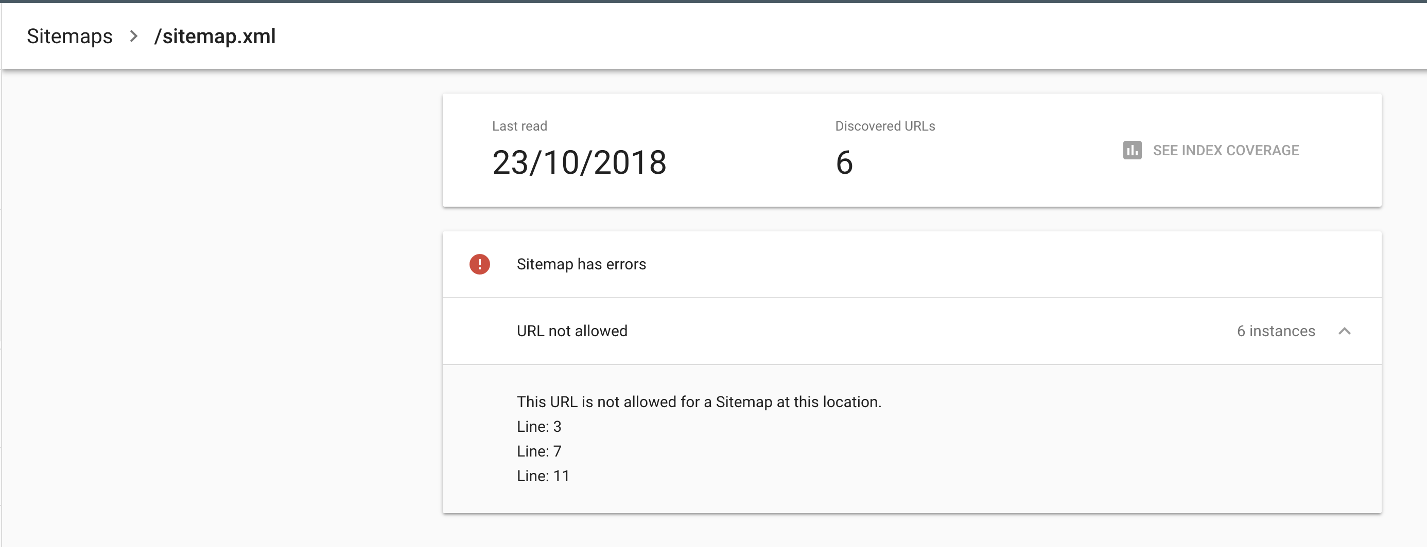 Google Search Console error